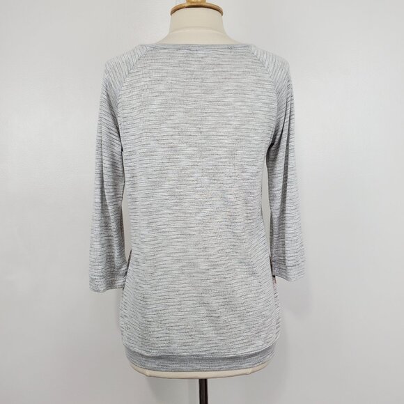 Wonderland by Orange Mixed Media Floral Front Ribbed Pullover Knit Top Size M - Picture 6 of 12